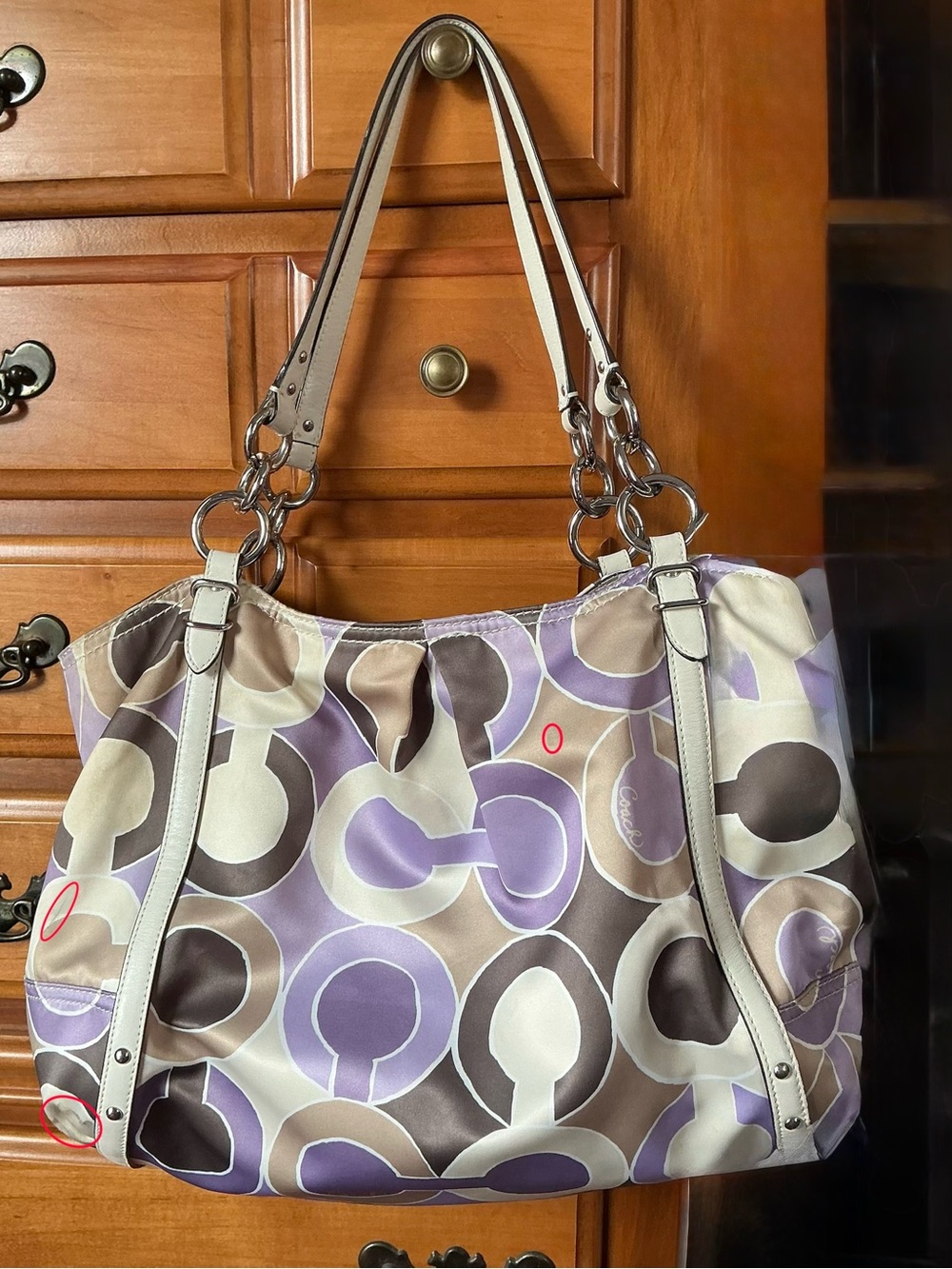 Coach OP Art Print Alexandra Lilac/Taupe Tote Like New